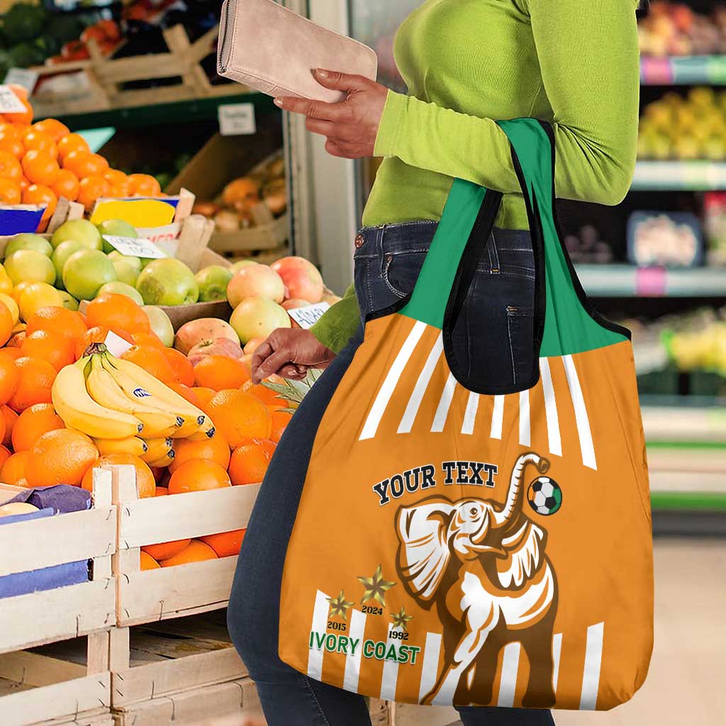 Custom Ivory Coast Football Grocery Bag Les Elephants 3rd Champions Proud