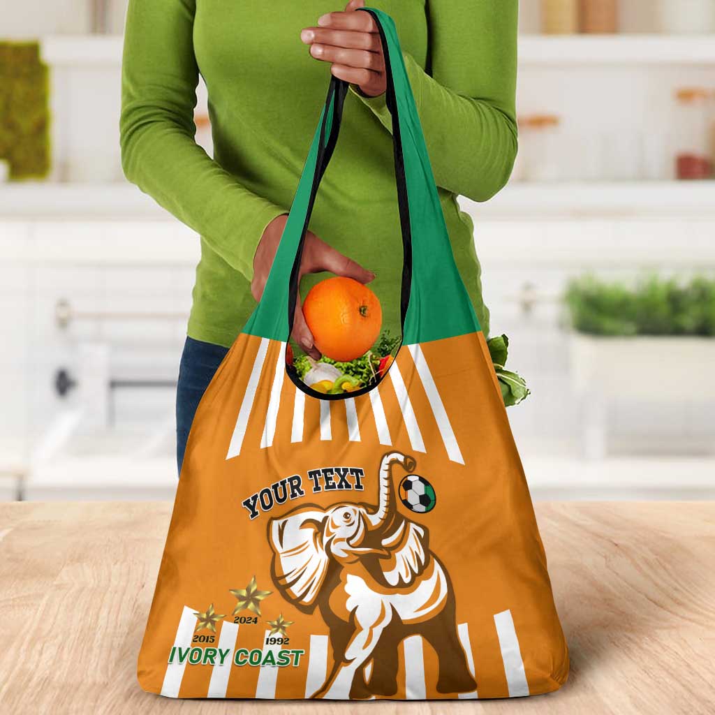 Custom Ivory Coast Football Grocery Bag Les Elephants 3rd Champions Proud
