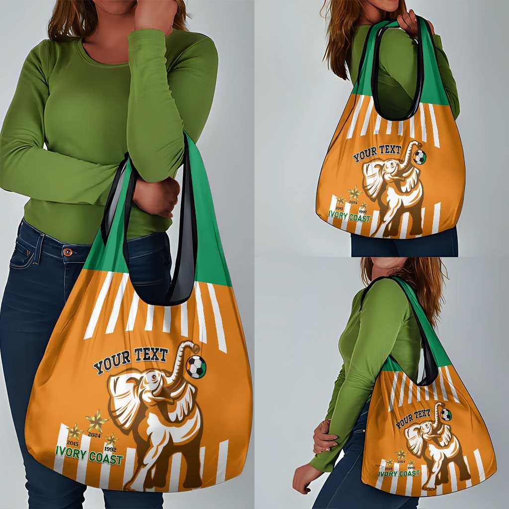 Custom Ivory Coast Football Grocery Bag Les Elephants 3rd Champions Proud