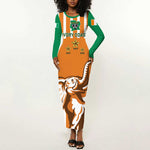Custom Ivory Coast Football Long Sleeve Bodycon Dress Les Elephants 3rd Champions Proud LT14