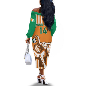Custom Ivory Coast Football Off The Shoulder Long Sleeve Dress Les Elephants 3rd Champions Proud