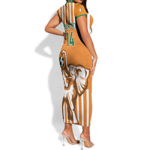 Custom Ivory Coast Football Short Sleeve Bodycon Dress Les Elephants 3rd Champions Proud LT14