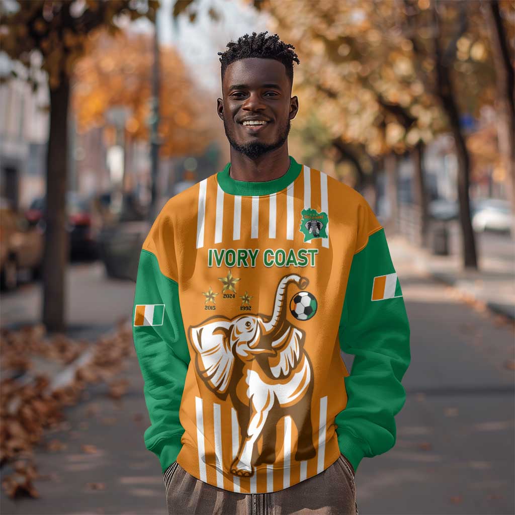 Custom Ivory Coast Football Sweatshirt Les Elephants 3rd Champions Proud