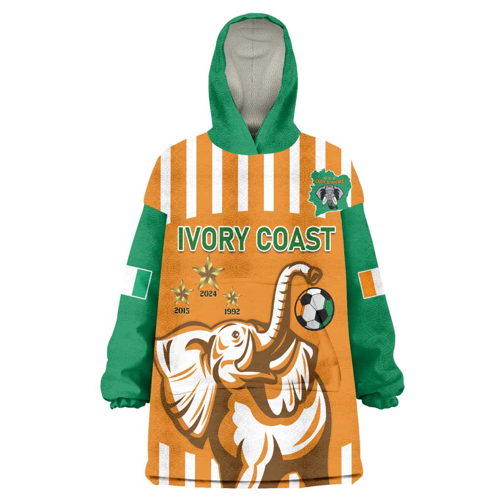 Custom Ivory Coast Football Wearable Blanket Hoodie Les Elephants 3rd Champions Proud