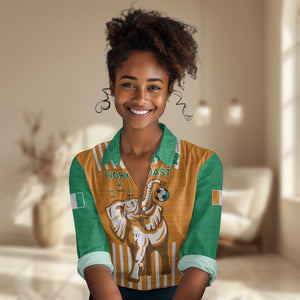 Custom Ivory Coast Football Women Casual Shirt Les Elephants 3rd Champions Proud LT14