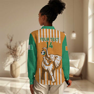 Custom Ivory Coast Football Women Casual Shirt Les Elephants 3rd Champions Proud LT14