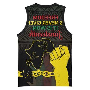 Juneteenth Freedom Day Basketball Jersey 1865 Black Independence African Pattern - African Pride