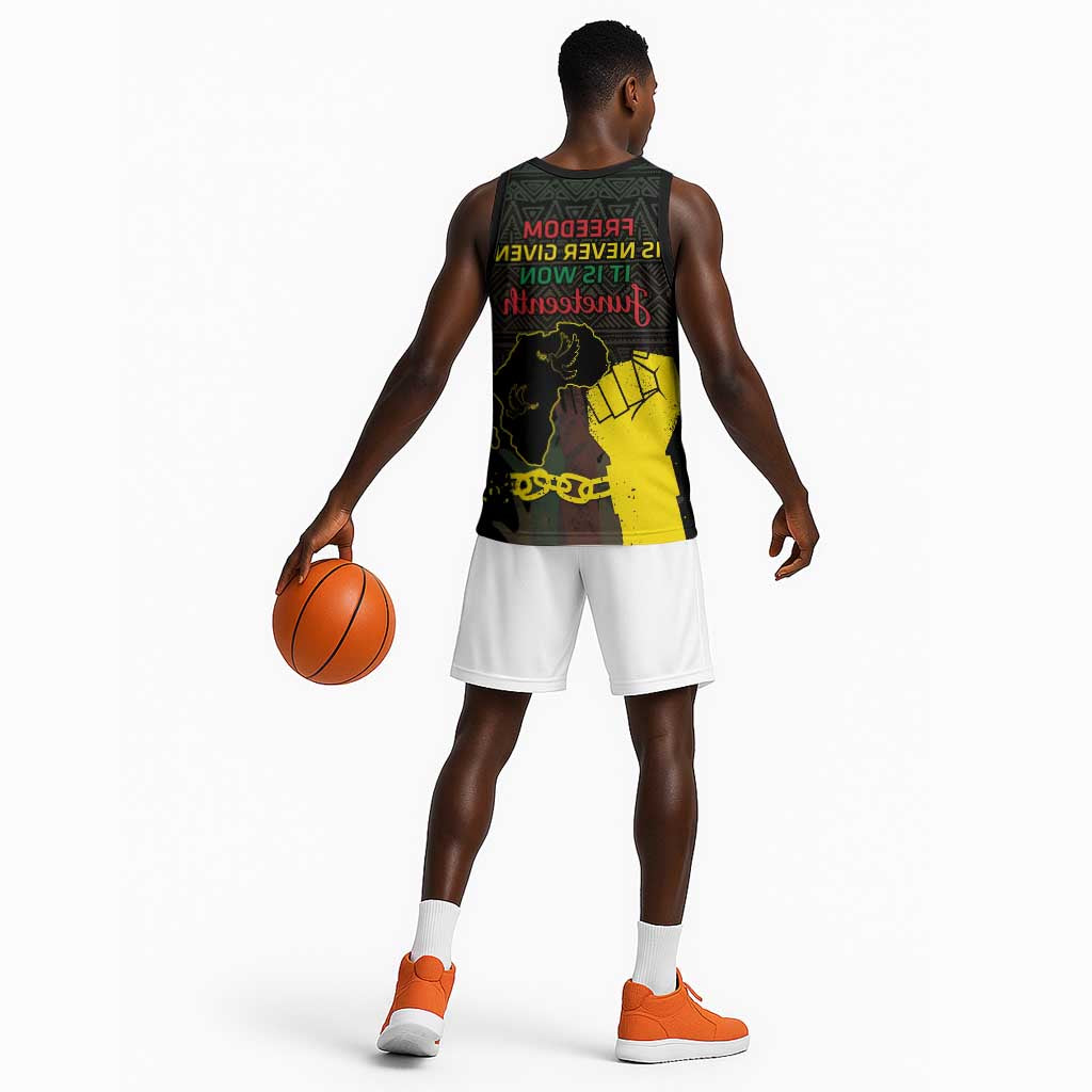 Juneteenth Freedom Day Basketball Jersey 1865 Black Independence African Pattern - African Pride