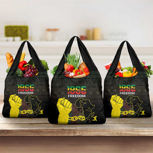 Juneteenth Freedom Day Grocery Bag 1865 Black Independence African Pattern