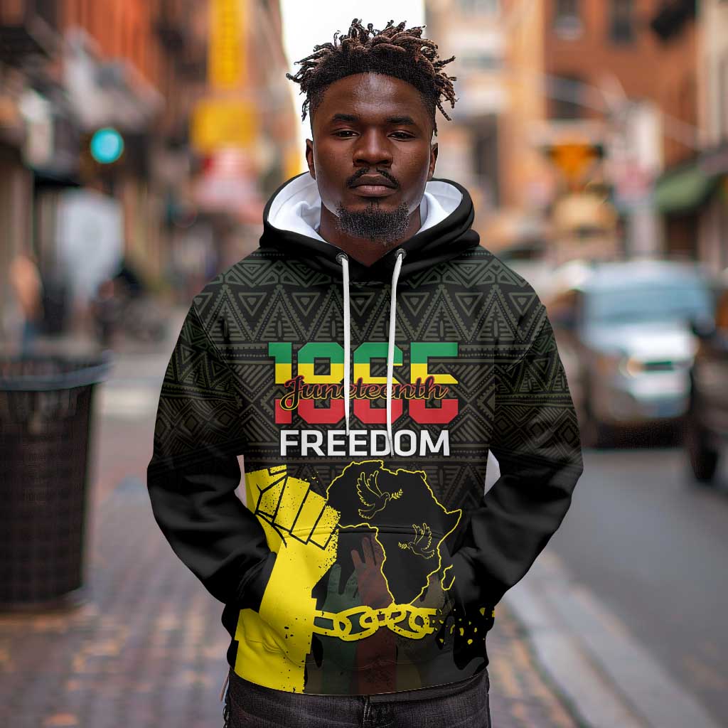 Juneteenth Freedom Day Hoodie 1865 Black Independence African Pattern