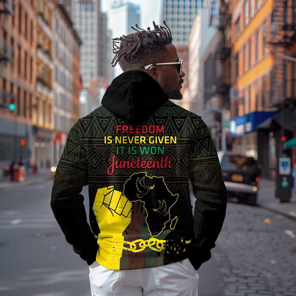 Juneteenth Freedom Day Hoodie 1865 Black Independence African Pattern