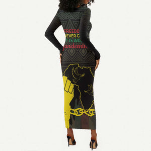 Juneteenth Freedom Day Long Sleeve Bodycon Dress 1865 Black Independence African Pattern LT14