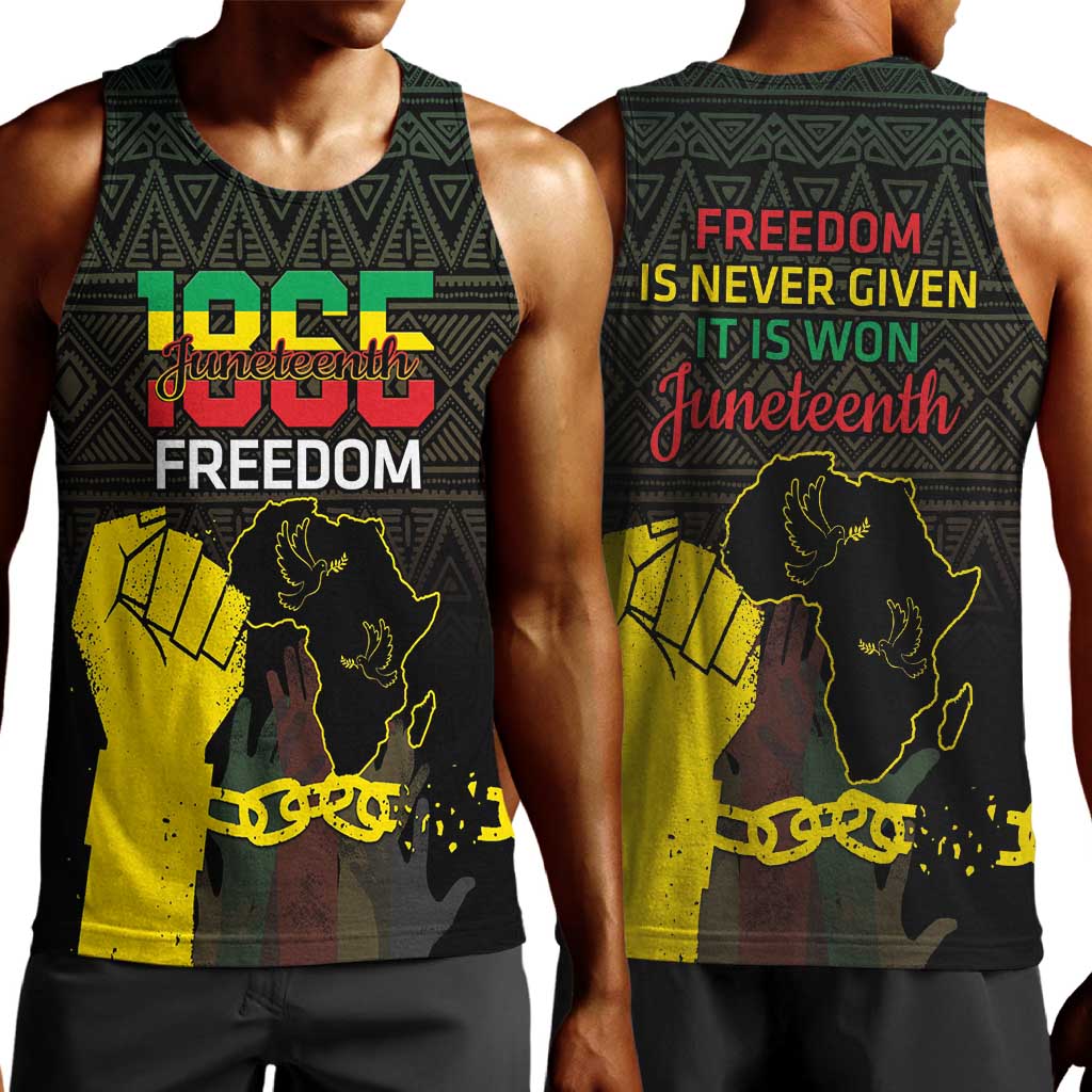 Juneteenth Freedom Day Men Tank Top 1865 Black Independence African Pattern