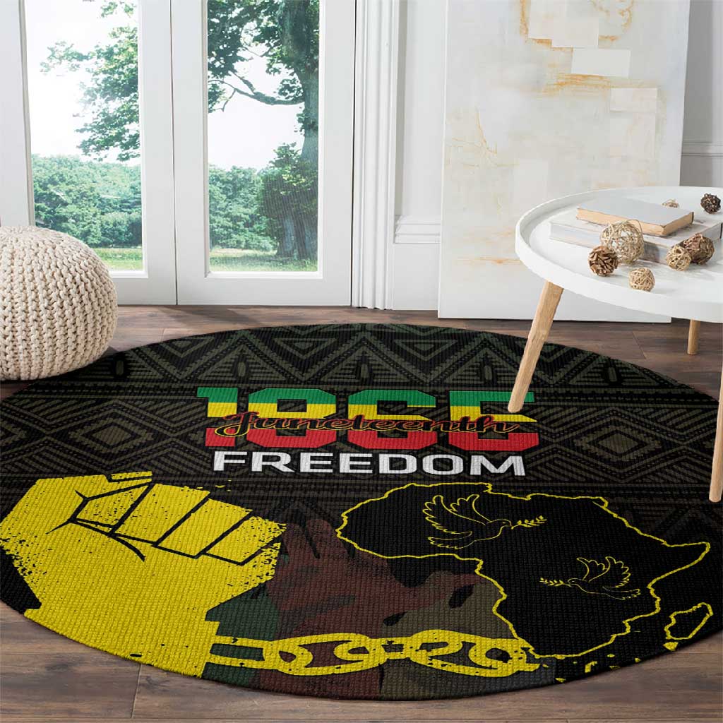 Juneteenth Freedom Day Round Carpet 1865 Black Independence African Pattern