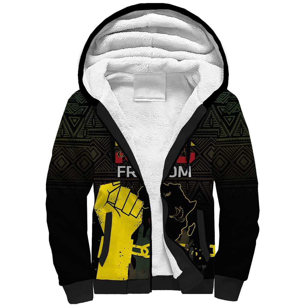 Juneteenth Freedom Day Sherpa Hoodie 1865 Black Independence African Pattern