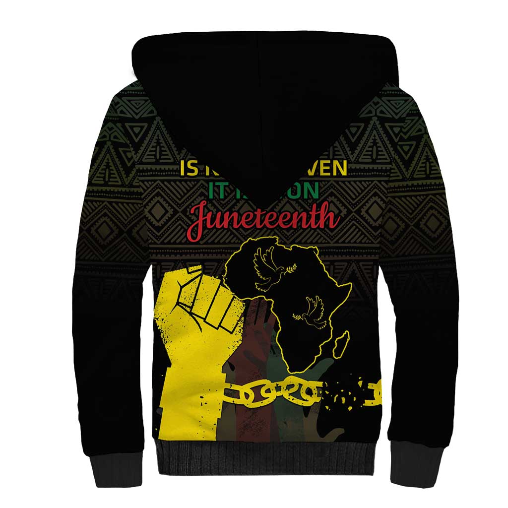 Juneteenth Freedom Day Sherpa Hoodie 1865 Black Independence African Pattern