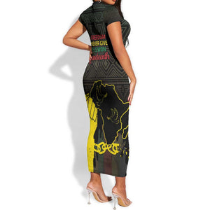 Juneteenth Freedom Day Short Sleeve Bodycon Dress 1865 Black Independence African Pattern LT14