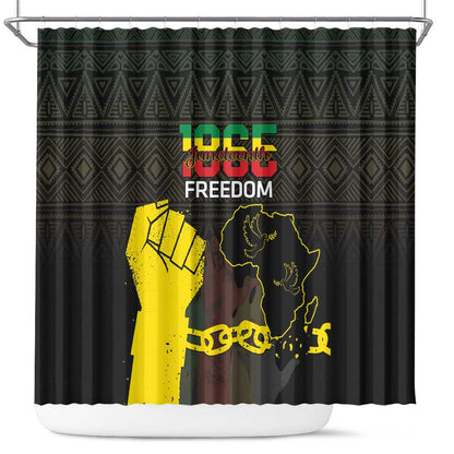 Juneteenth Freedom Day Shower Curtain 1865 Black Independence African Pattern