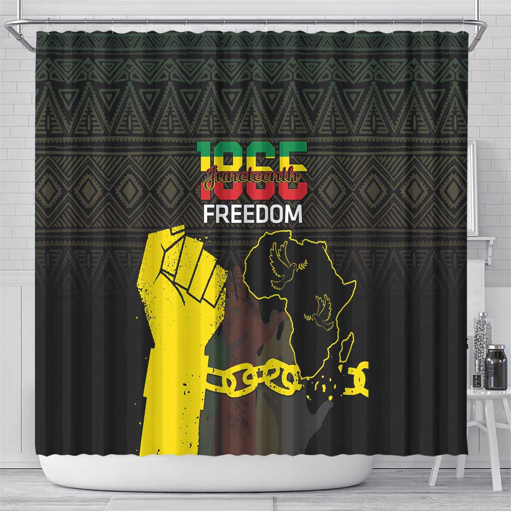 Juneteenth Freedom Day Shower Curtain 1865 Black Independence African Pattern