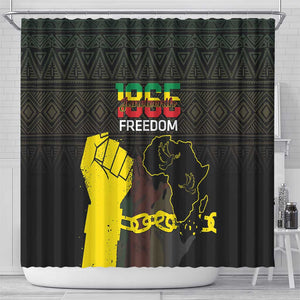 Juneteenth Freedom Day Shower Curtain 1865 Black Independence African Pattern