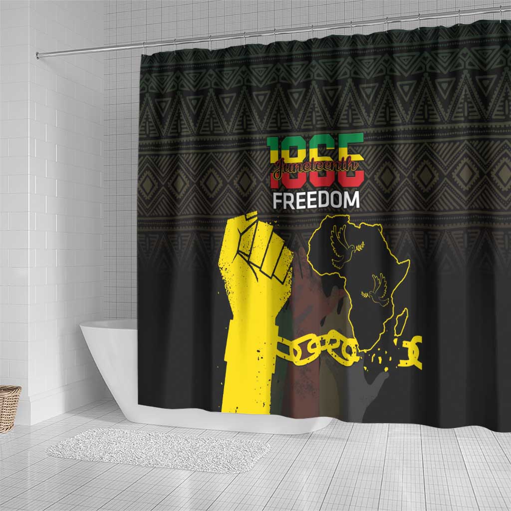 Juneteenth Freedom Day Shower Curtain 1865 Black Independence African Pattern