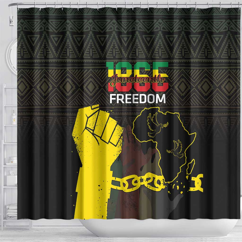 Juneteenth Freedom Day Shower Curtain 1865 Black Independence African Pattern