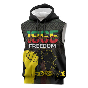 Juneteenth Freedom Day Sleeveless Hoodie 1865 Black Independence African Pattern - African Pride