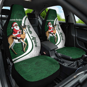 South Africa Christmas In July Car Seat Cover Geseende Kersfees Springbok Black Santa
