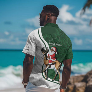 South Africa Christmas In July Hawaiian Shirt Geseende Kersfees Springbok Black Santa