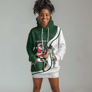 South Africa Christmas In July Hoodie Dress Geseende Kersfees Springbok Black Santa