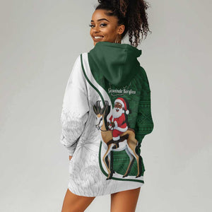 South Africa Christmas In July Hoodie Dress Geseende Kersfees Springbok Black Santa