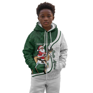 South Africa Christmas In July Kid Hoodie Geseende Kersfees Springbok Black Santa
