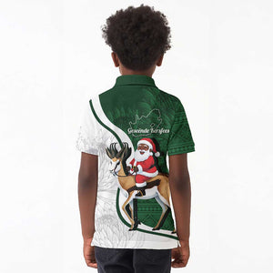 South Africa Christmas In July Kid Polo Shirt Geseende Kersfees Springbok Black Santa