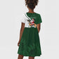 South Africa Christmas In July Kid Short Sleeve Dress Geseende Kersfees Springbok Black Santa
