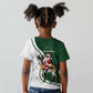 South Africa Christmas In July Kid T shirt Geseende Kersfees Springbok Black Santa