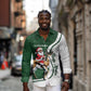 South Africa Christmas In July Long Sleeve Button Shirt Geseende Kersfees Springbok Black Santa