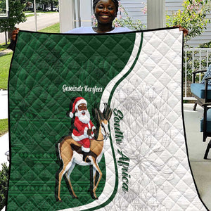 South Africa Christmas In July Quilt Geseende Kersfees Springbok Black Santa