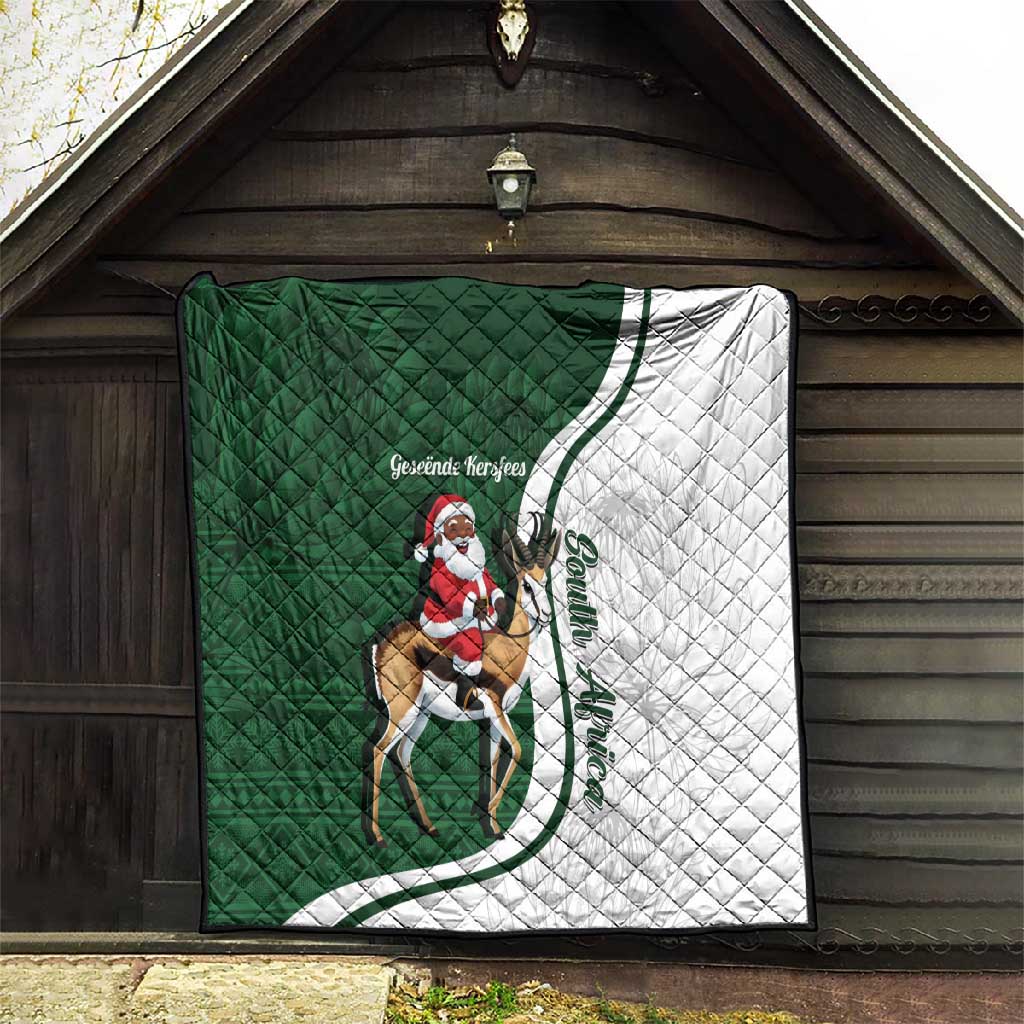 South Africa Christmas In July Quilt Geseende Kersfees Springbok Black Santa