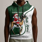 South Africa Christmas In July Sleeveless Hoodie Geseende Kersfees Springbok Black Santa - African Pride