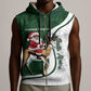 South Africa Christmas In July Sleeveless Zip Hoodie Geseende Kersfees Springbok Black Santa - African Pride