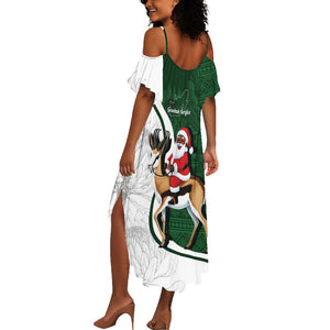 South Africa Christmas In July Summer Maxi Dress Geseende Kersfees Springbok Black Santa