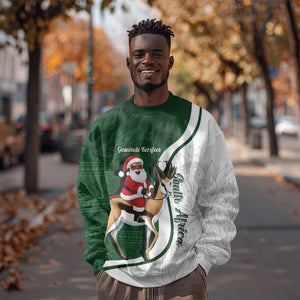 South Africa Christmas In July Sweatshirt Geseende Kersfees Springbok Black Santa