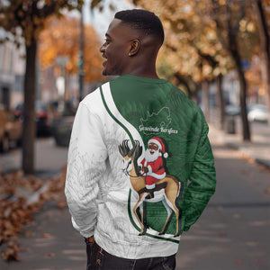 South Africa Christmas In July Sweatshirt Geseende Kersfees Springbok Black Santa