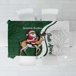 South Africa Christmas In July Tablecloth Geseende Kersfees Springbok Black Santa
