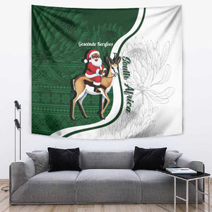 South Africa Christmas In July Tapestry Geseende Kersfees Springbok Black Santa