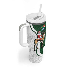 South Africa Christmas In July Tumbler With Handle Geseende Kersfees Springbok Black Santa