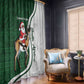 South Africa Christmas In July Window Curtain Geseende Kersfees Springbok Black Santa