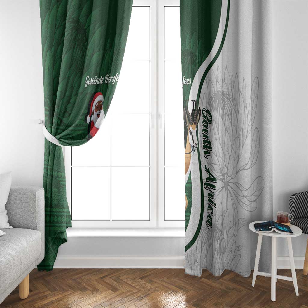 South Africa Christmas In July Window Curtain Geseende Kersfees Springbok Black Santa