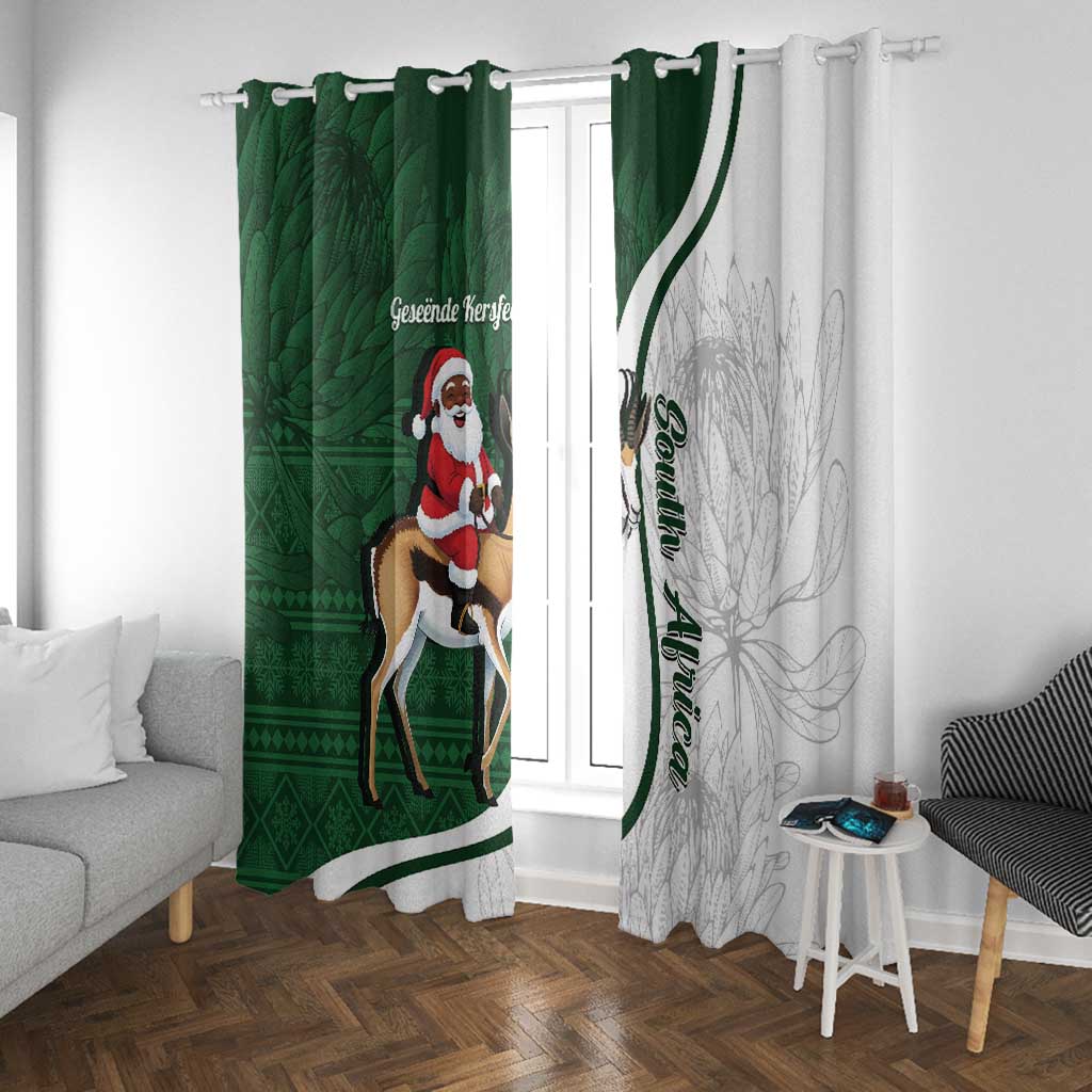 South Africa Christmas In July Window Curtain Geseende Kersfees Springbok Black Santa