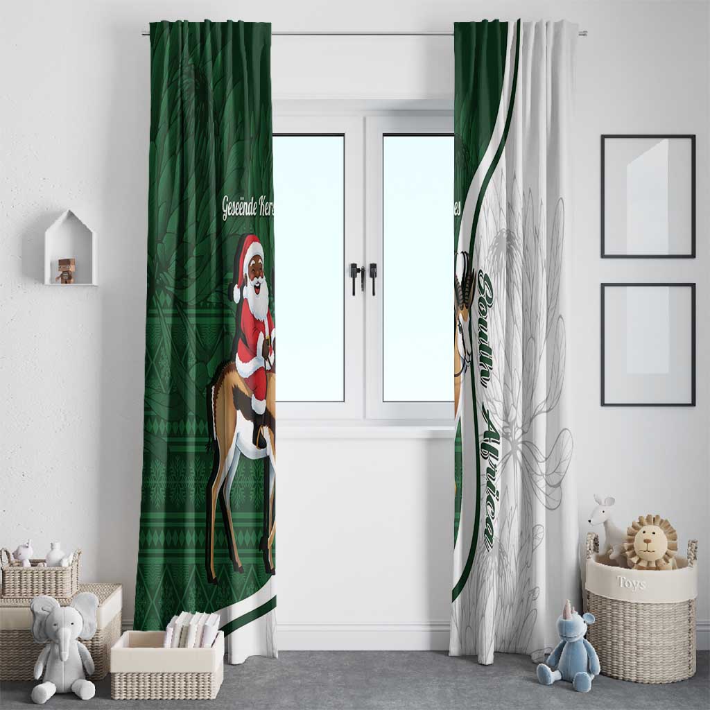 South Africa Christmas In July Window Curtain Geseende Kersfees Springbok Black Santa